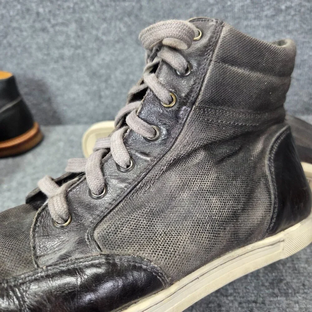 Mens Bed Stu Marcus II Distressed Gray Leather Sneaker‎ Shoes Hi Top Size 13